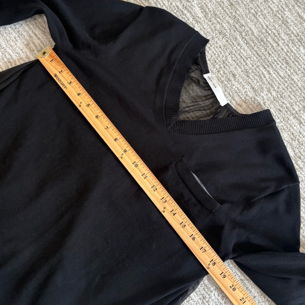 Sacai Luck Black Sheer Silk Mixed Tunic Sweater Dress Womens Size 2 M V-Neck - Picture 11 of 15